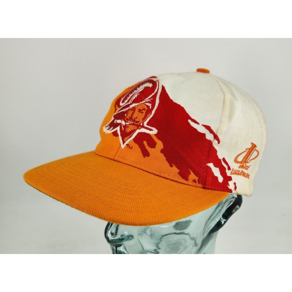 Vtg 90s Tampa Bay Buccaneers Splash Hat OSFA Orange White Snapback Logo Athletic